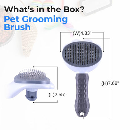 Pet Brush Self-Cleaning Slicker Removes Hair/Tangles Gray