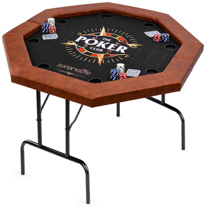 Foldable And Portable Octagonal Poker/Casino Game Table With Cushioned Rail, 8 Players