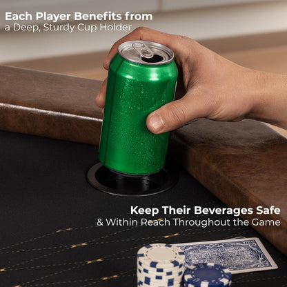 84" Foldable Poker Table for 8 Players, Water-Resistant Cushioned Rail