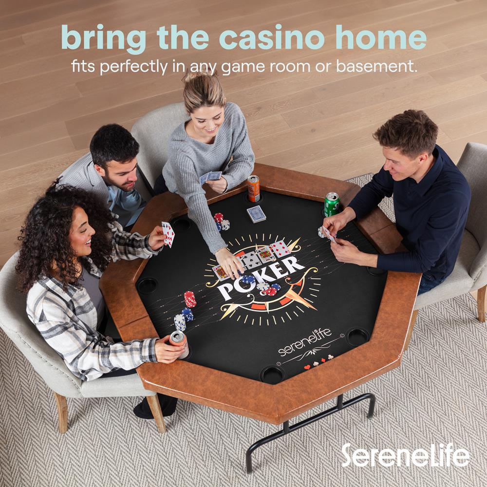 Foldable And Portable Octagonal Poker/Casino Game Table With