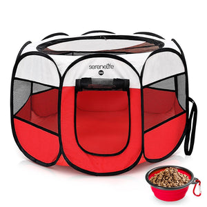 Foldable Pet Tent With Pet Bowl