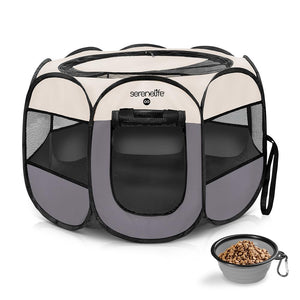 Foldable Pet Tent With Pet Bowl