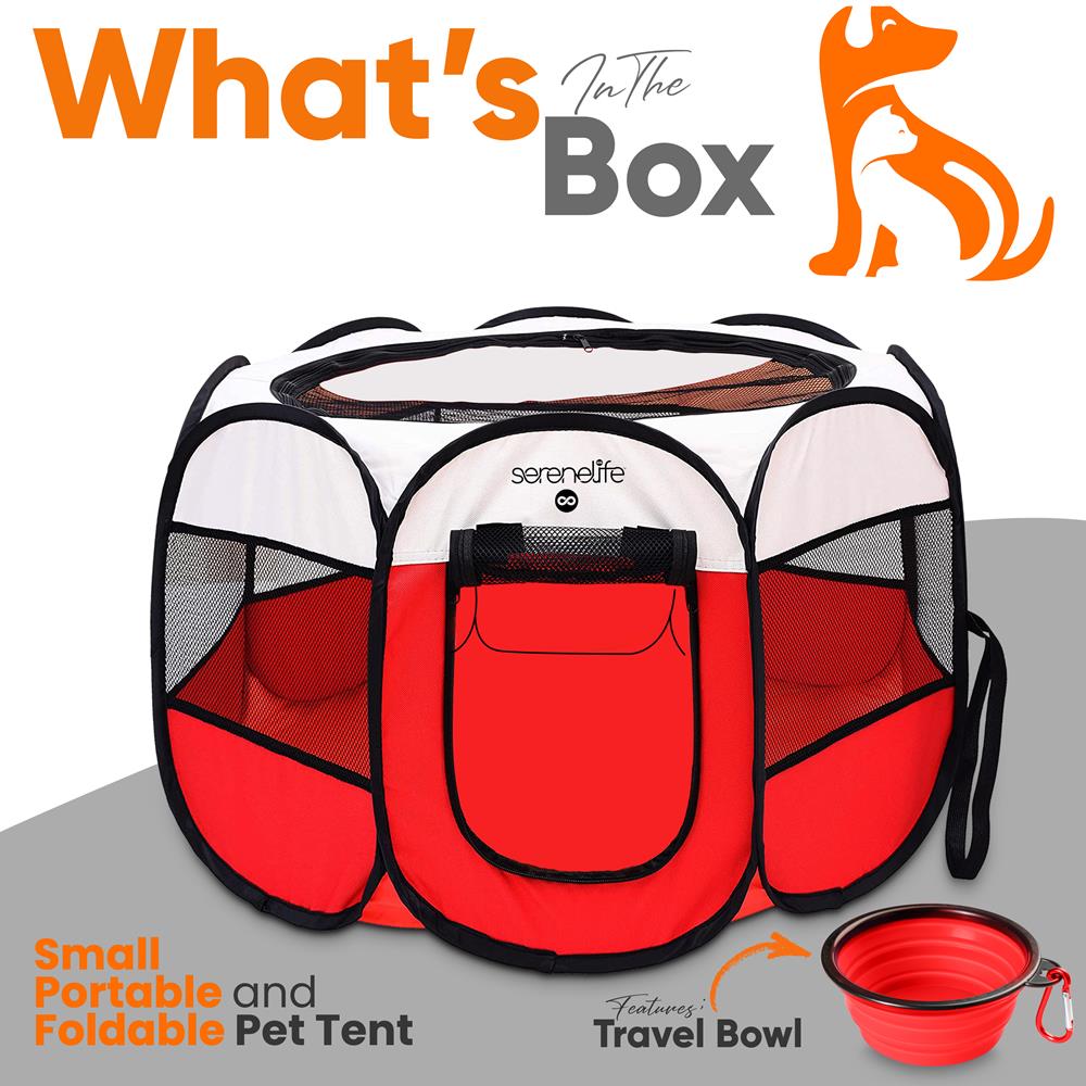 product image number 7 for SereneLife Foldable Pet Tent With Pet Bowl