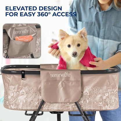 Foldable Dog Bath Tub, 360° Access, Marine Grade PVC, Beige