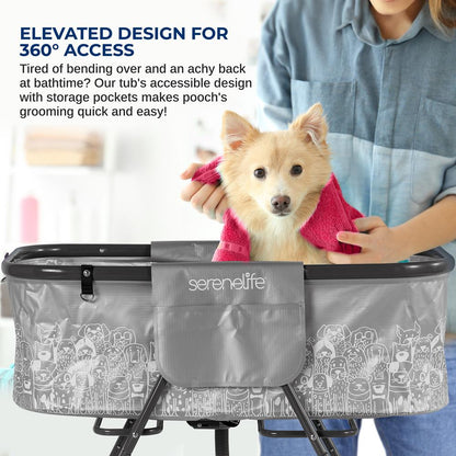 Portable Pet Bath Tub, Easy Clean, Marine Grade PVC, Gray