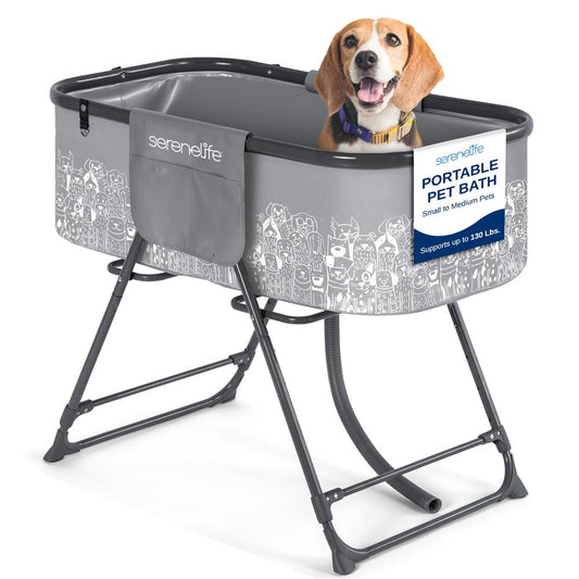 Portable Pet Bath Tub, Easy Clean, Marine Grade PVC, Gray