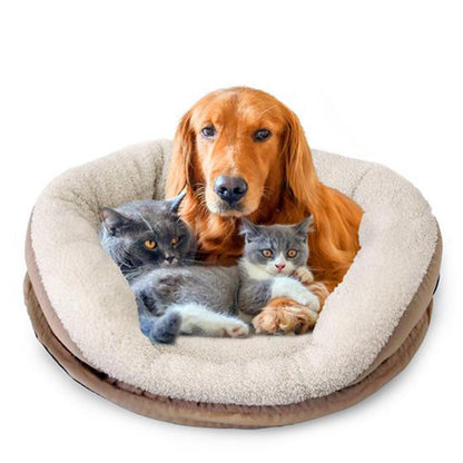 Electric Heated Pet Bed - Keeps Pets Warm - Soft Synthetic Wool