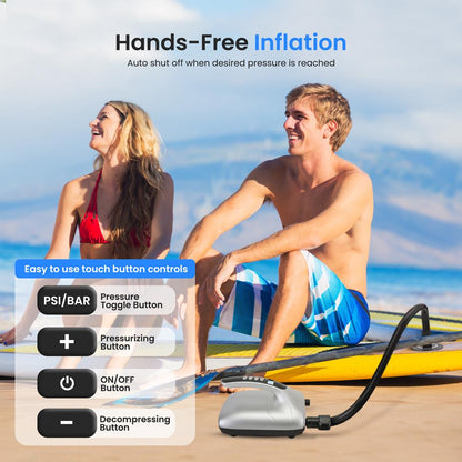 Electric Paddle Board Pump - Fast Inflation, 20 PSI, LCD Display