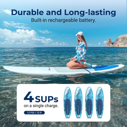 Electric Paddle Board Pump, Fast Inflation, Dual-Stage, Portable, LED Light