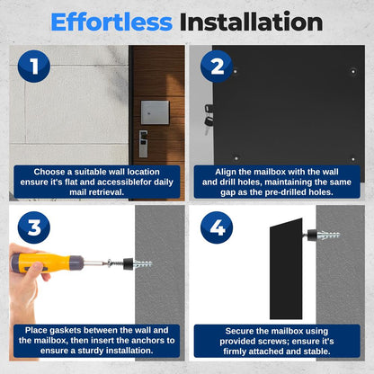 Outdoor Wall Mailbox Secure Lock Galvanized Steel Easy Install