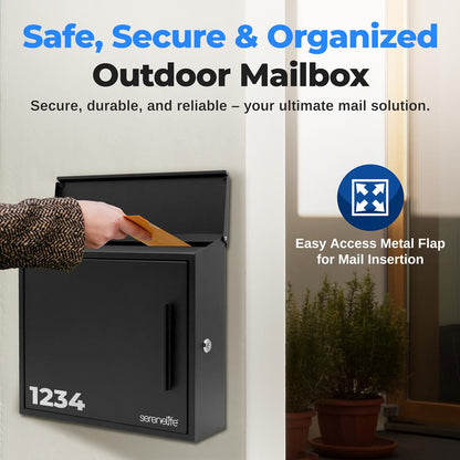 Outdoor Wall Mailbox Secure Lock Galvanized Steel Easy Install