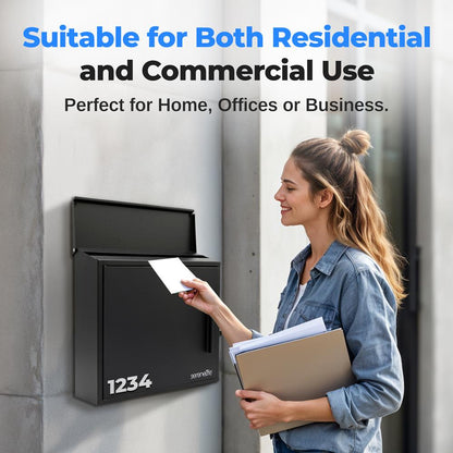 Outdoor Wall Mailbox Secure Lock Galvanized Steel Easy Install