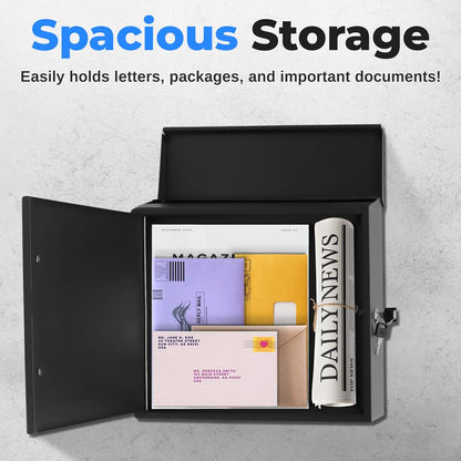 Outdoor Wall Mailbox Secure Lock Galvanized Steel Easy Install