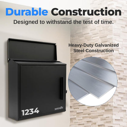 Outdoor Wall Mailbox Secure Lock Galvanized Steel Easy Install