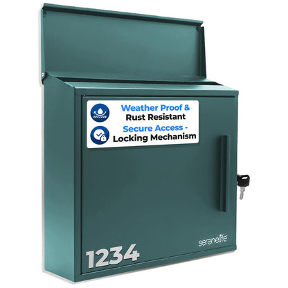 Outdoor Locking Mailbox, Secure Galvanized Steel, Easy Install, Green