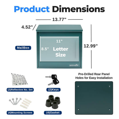 Outdoor Locking Mailbox, Secure Galvanized Steel, Easy Install, Green