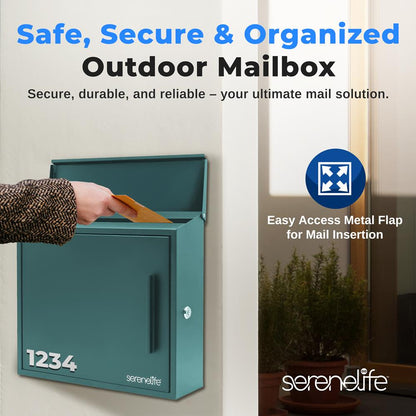 Outdoor Locking Mailbox, Secure Galvanized Steel, Easy Install, Green