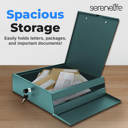 Outdoor Locking Mailbox, Secure Galvanized Steel, Easy Install, Green