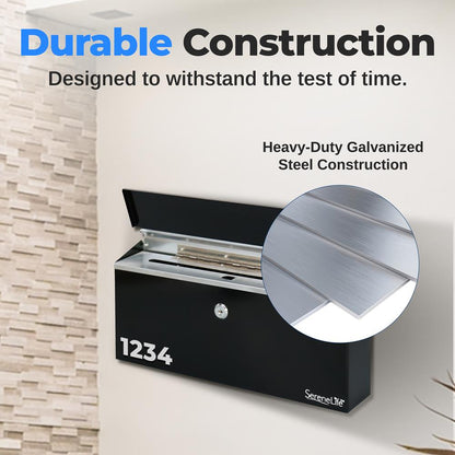 Outdoor Wall Mailbox with Lock, Galvanized Steel, Easy Install