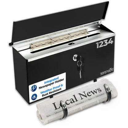 Outdoor Wall Mailbox with Lock, Galvanized Steel, Easy Install