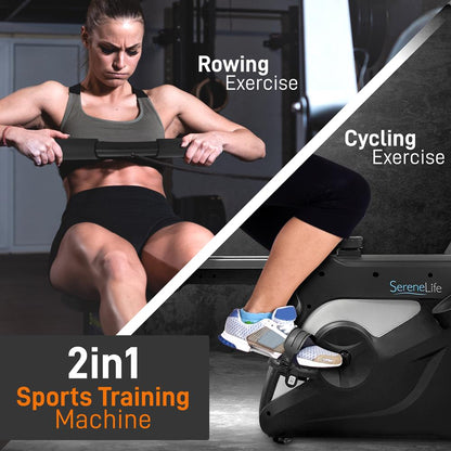 2-in-1 Rowing Machine & Bike - Weight Loss - 8 Magnetic Resistance Levels