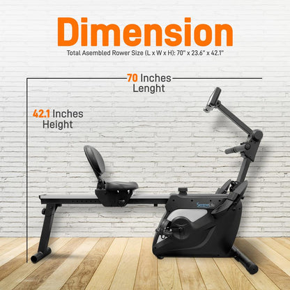 2-in-1 Rowing Machine & Bike - Weight Loss - 8 Magnetic Resistance Levels