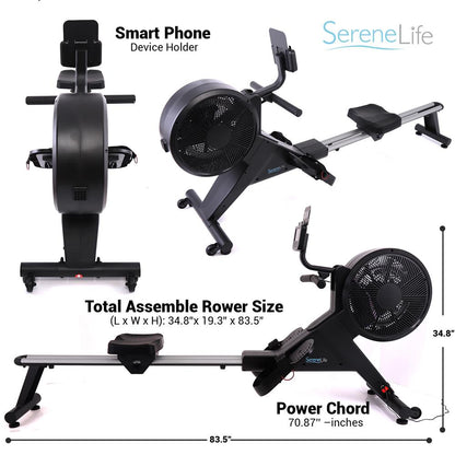 Smart Rowing Machine, 16-Level Magnetic Resistance, Bluetooth, Folding