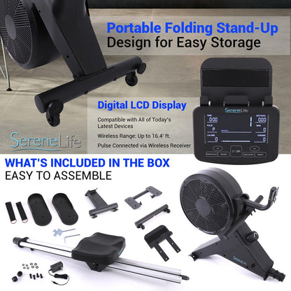 Smart Rowing Machine, 16-Level Magnetic Resistance, Bluetooth, Folding