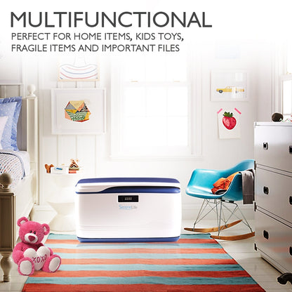 Locking Storage Bin 8 Gal Secure ABS Plastic Stackable Organizer