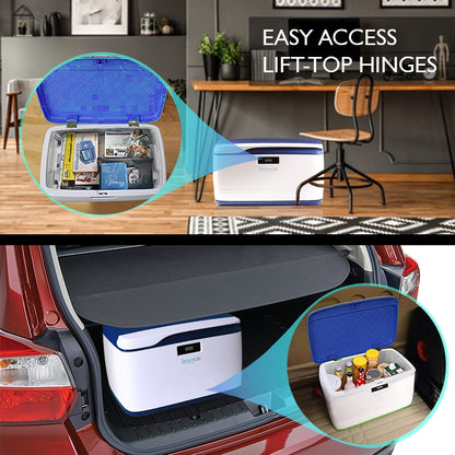 Locking Storage Bin 8 Gal Secure ABS Plastic Stackable Organizer