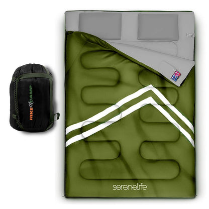 Double Sleeping Bag with Pillows - Lightweight, Waterproof, Portable