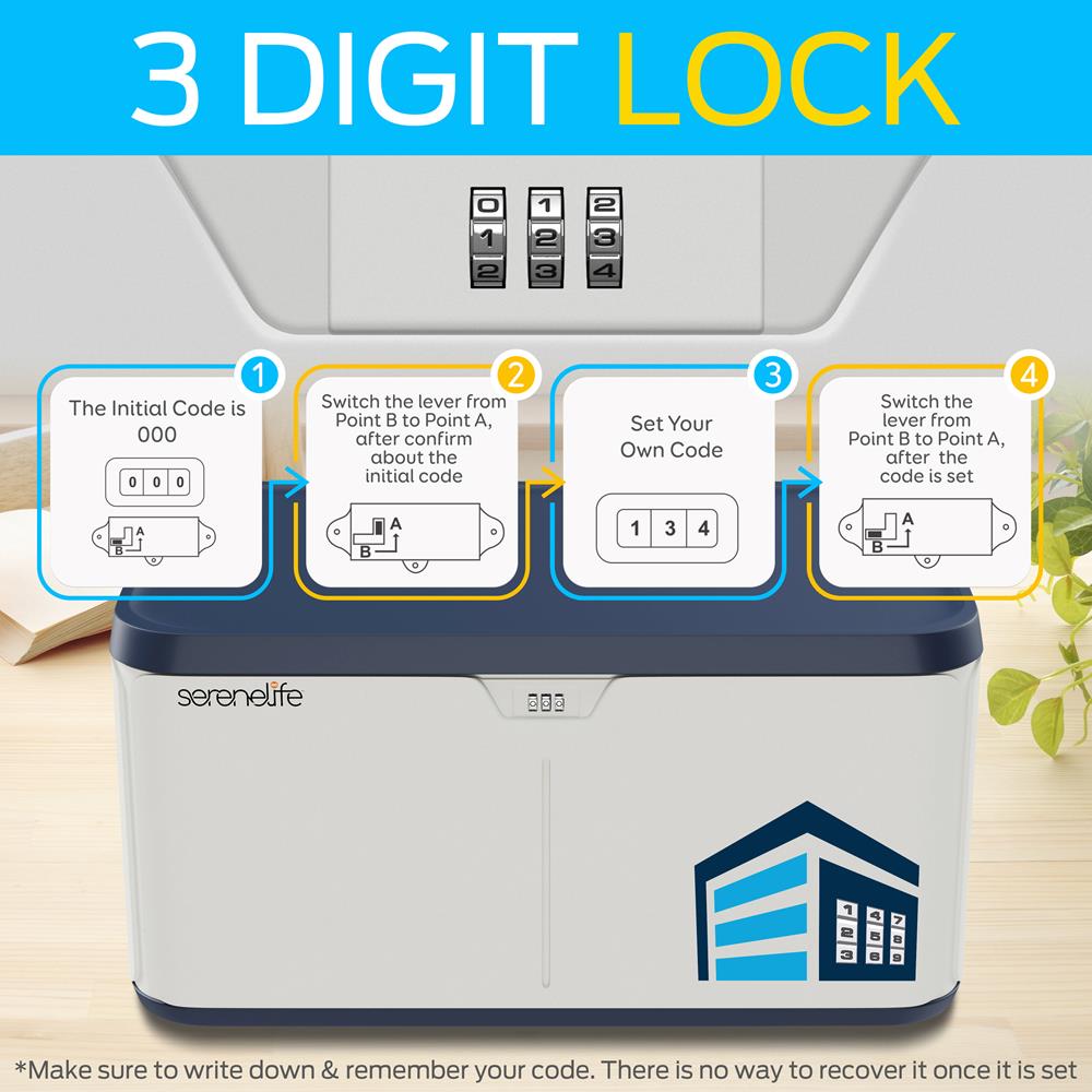 Lockable Storage Box 8 Gal Capacity ABS Material Navy Blue – Pyle USA