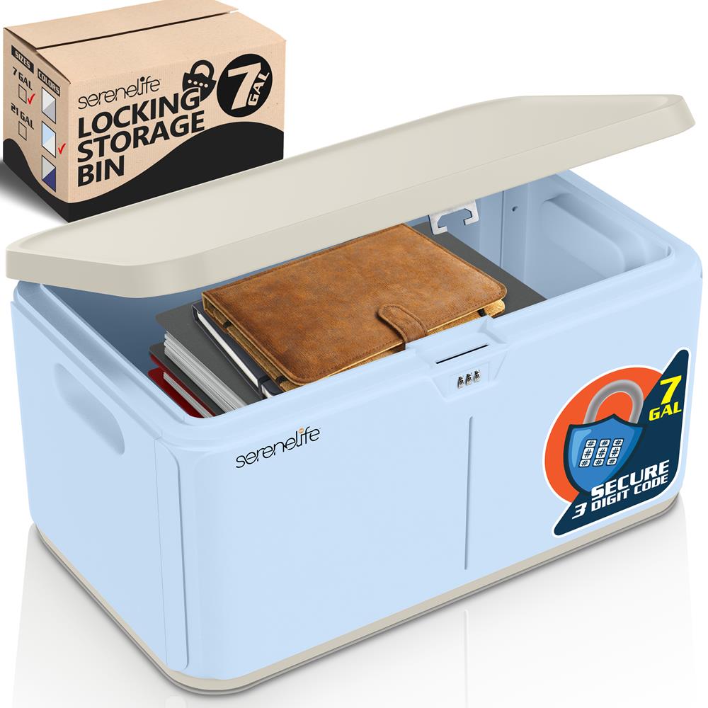 product image number 1 for SereneLife 8 Gallon Locking Storage Bin