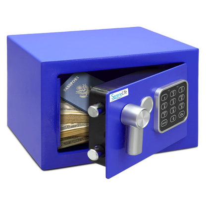 Digital Safe Box Secure Storage Steel Construction Blue