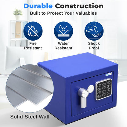 Digital Safe Box Secure Storage Steel Construction Blue