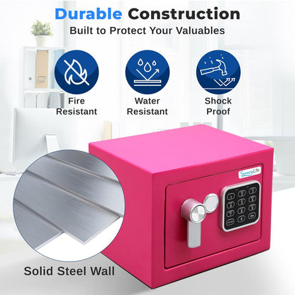 Electronic Safe Box, Secure Storage, Digital Lock, Pink