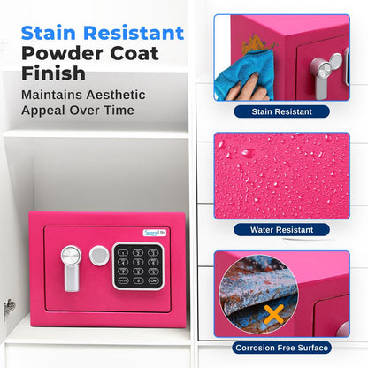 Electronic Safe Box, Secure Storage, Digital Lock, Pink