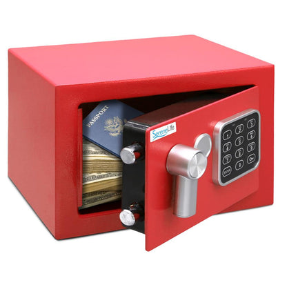 Digital Safe Box Secure Storage Steel Construction Red