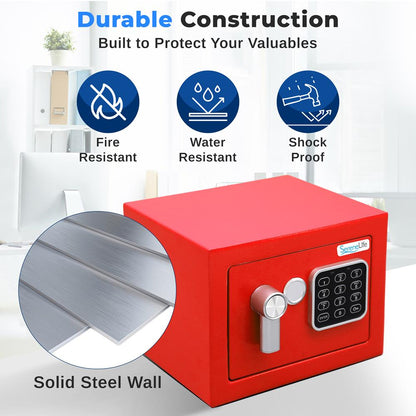 Digital Safe Box Secure Storage Steel Construction Red