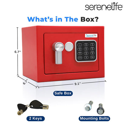 Digital Safe Box Secure Storage Steel Construction Red
