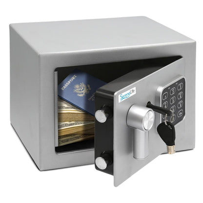 Electronic Safe Box, Secure Storage, Digital Lock, Engineered Steel, Silver