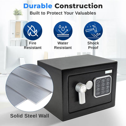 Digital Safe Box Secure Storage Steel Construction 9.1"x6.7"x6.7"