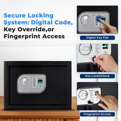 Electronic Fingerprint Safe Box, Secure Access, Steel Construction