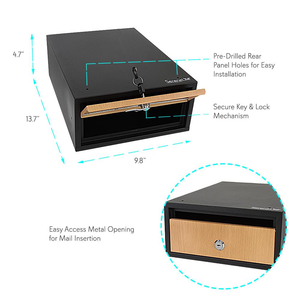 product image number 4 for SereneLife Wall Mount Locking Mailbox