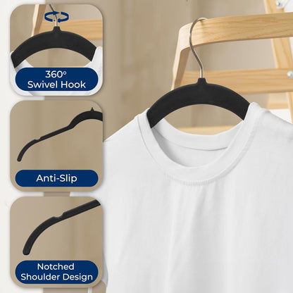 50-Piece Velvet Hangers Non-Slip Space-Saving 360° Swivel Hooks