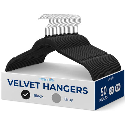 50-Piece Velvet Hangers Non-Slip Space-Saving 360° Swivel Hooks