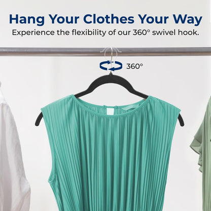50-Piece Velvet Hangers Non-Slip Space-Saving 360° Swivel Hooks