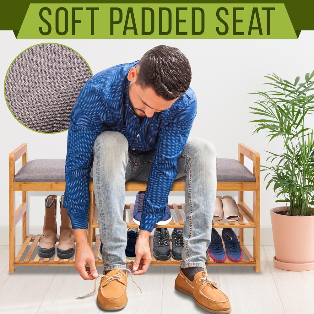 product image number 3 for SereneLife 3 Tier Bamboo Shoe Bench