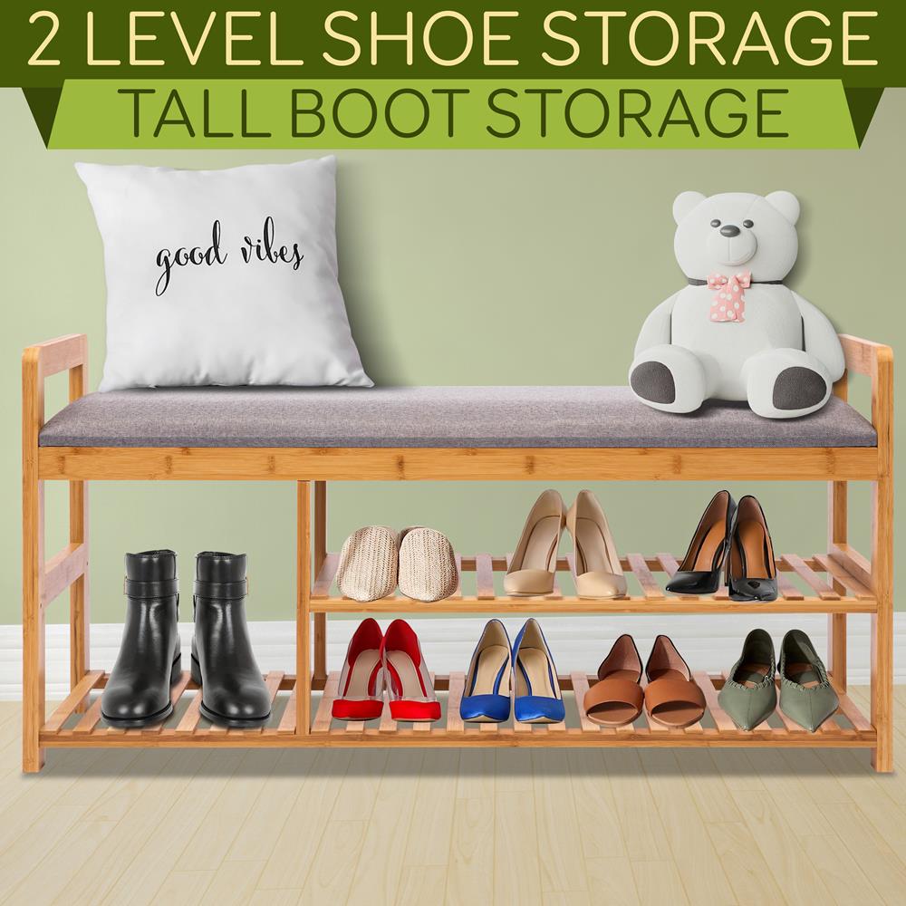 product image number 4 for SereneLife 3 Tier Bamboo Shoe Bench