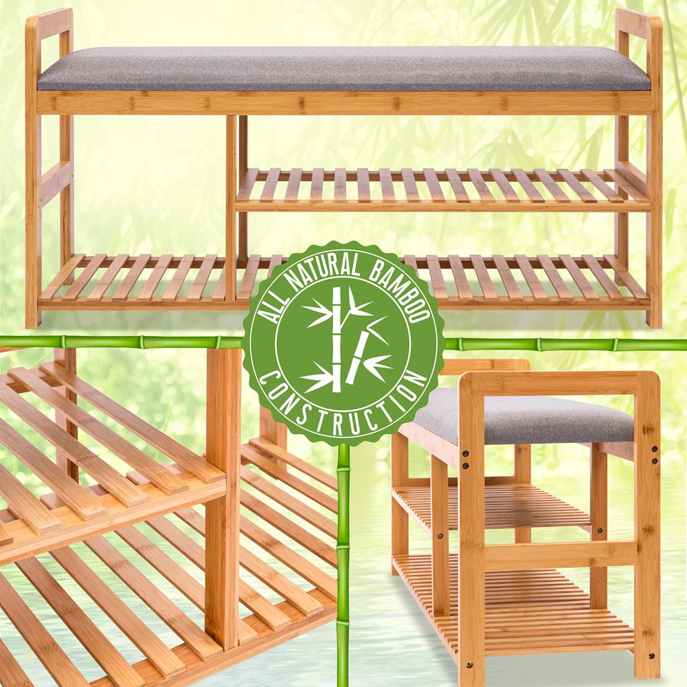 product image number 6 for SereneLife 3 Tier Bamboo Shoe Bench